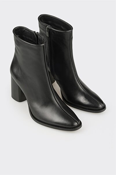 Elle Shoes Siyah Deri Kadın Klasik Bot