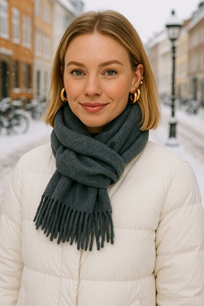 FELLMENS شال نسائي سميك ذو ملمس ناعم من أنثراسايت