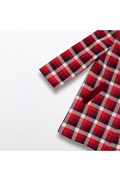Abel & Lula Girl's Plaid Long Cashmere Jacket - Red