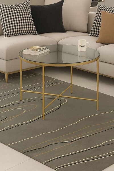 İMS ZİGON DÜNYASI İMS Şeffaf Cam Orta Sehpa – Gold Ayaklı Modern Tasarım