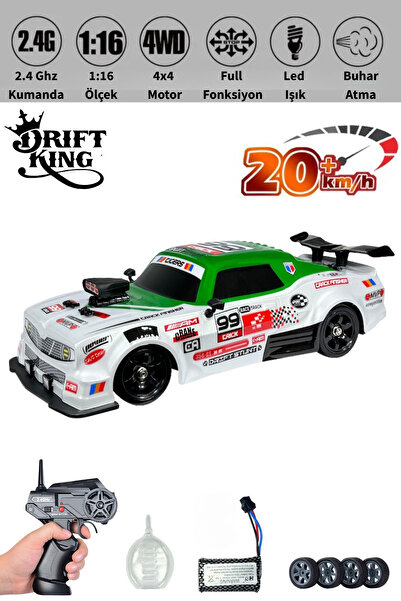 giffy Oyuncak Uzaktan Kumandalı 4X4 Buhar Atan Drift Arabası 20 KM/H Hız Drift Tekerler 7.4 V Şarjlı