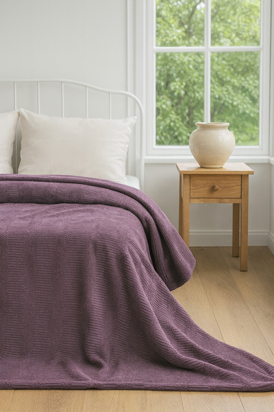 BED LİNE Vıncent Blanket 200*220 Plum