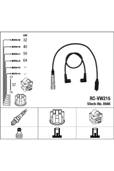 NGK Ignition Wiring Set Seat Cordoba/Ibiza 2/Toledo 1 Vw Corrado/Golf 1/Golf 2