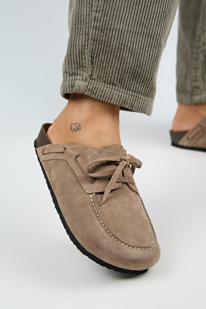 Manijero Γυναικείες παντόφλες Sabo Mink με κορδόνια από γνήσιο δέρμα Karis