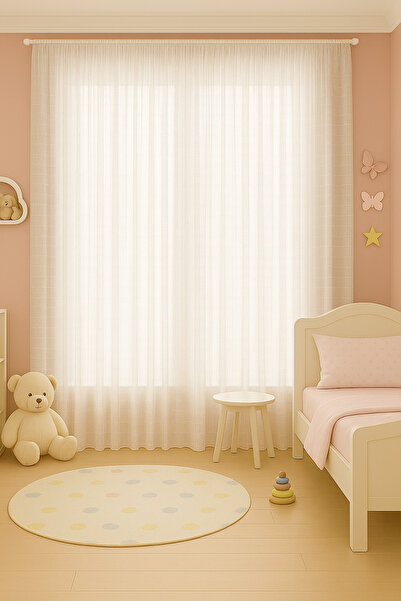 VELORİA HOME Işıltılı Simli Sık Pileli 1:3 Çocuk Odası Perdesi