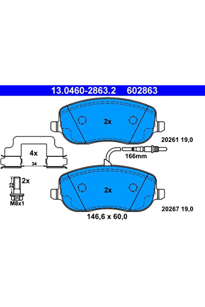 Ate Комплект спирачни накладки Дискова спирачка Citroen C8/Jumpy 1 Fiat Scudo...