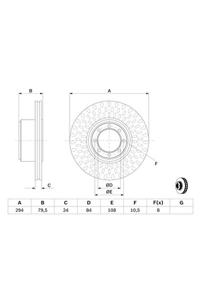 Bosch Спирачен диск Iveco Daily 3 каросерия/Daily 3 платформа/шаси/Daily 4 ка...