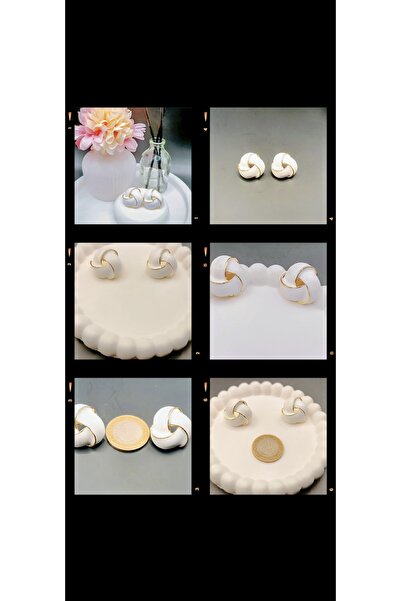 MODAMİRA AKSESUAR Kadın Sarmal Küpe - Beyaz