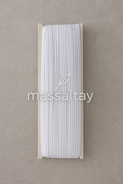 Massaltay Beyaz Bebe Lastiği 10 Metre – Esnek Dikiş ve Saç Bandı Lastiği