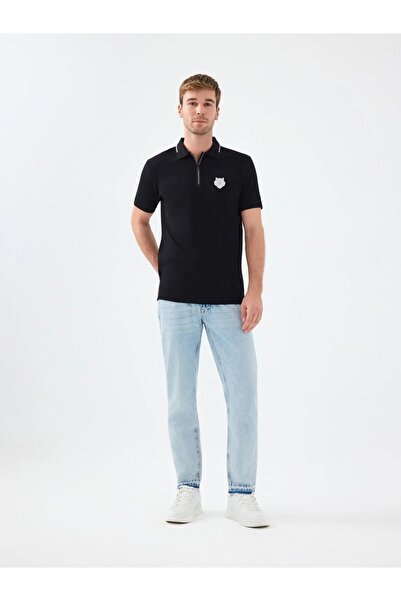 Loft Men's Black Lf 2038868 White m Ptk Polo T-Shirt Lf2038868-Black