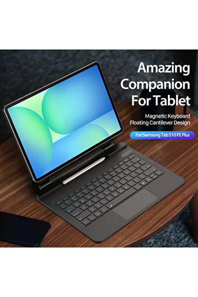 Fogy Samsung Galaxy Tab S10 FE Plus 13.1 Uyumlu Magic Keyboard Touchpad Rgb Işıklı Klavyeli Kılıfı