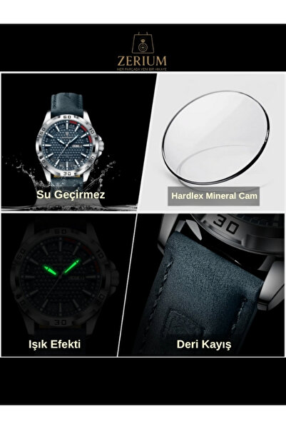 ZERİUM Luxury Elite Series – Erkek Kuvars Saat, 3ATM Su Geçirmez, Işıklı Kadran PU Deri