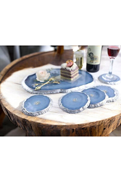 elimersacraft Epoksi kahve tepsi seti.hediyelik takım.şık kahve sunumu.çay su...