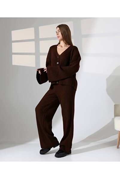 GİYSİ DÜNYASI 57 Trico Fabric Cardigan Pants Set of 2