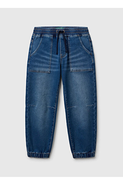 Benetton Yüksek Bel Düz Paça Koyu Mavi Erkek Çocuk Pantolon 44LGCF04J