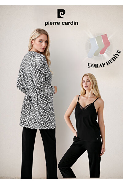 Pierre Cardin Kadın Giyim Modal 3 Parça Kutulu Sabahlık & Pijama Takımı OL.PC.907.1.001
