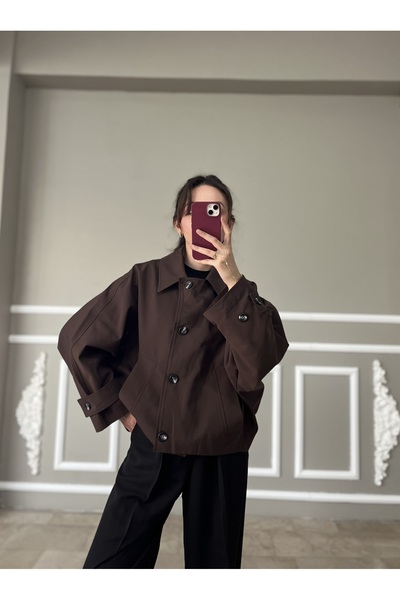 Fast Perry Kahverengi Crop Trençkot