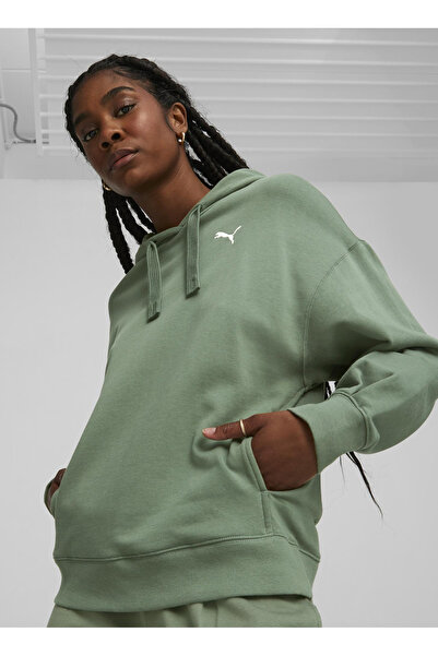 Puma 67657344 HER Hoodie TR Eucalyptus Yeşil Kapüşon Yaka Regular Fit Düz Kadın Sweatshırt