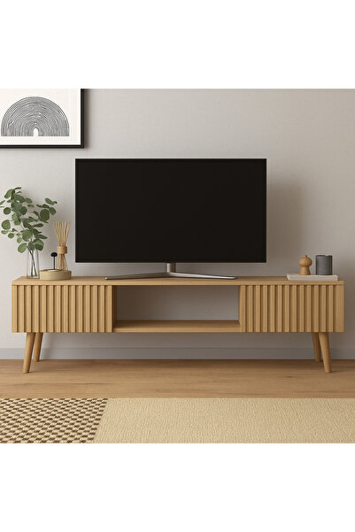AYKOL MOBİLYA 140 CM İSKANDİNAV TARZI TV ÜNİTESİ TV SEHPASI (KAPAKLAR MDF GÖV...