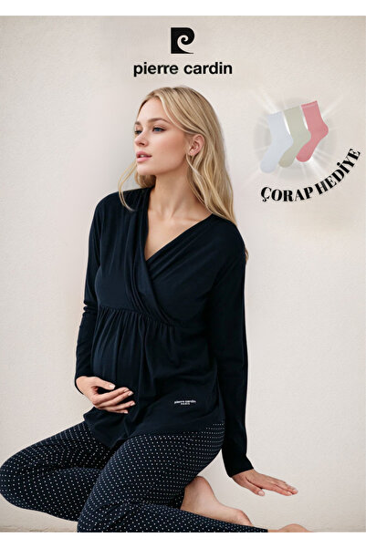 Pierre Cardin Kadın Hamile Giyim Pamuklu & Modal Uzun Kollu Pijama Takımı OL.PC.909.4.001
