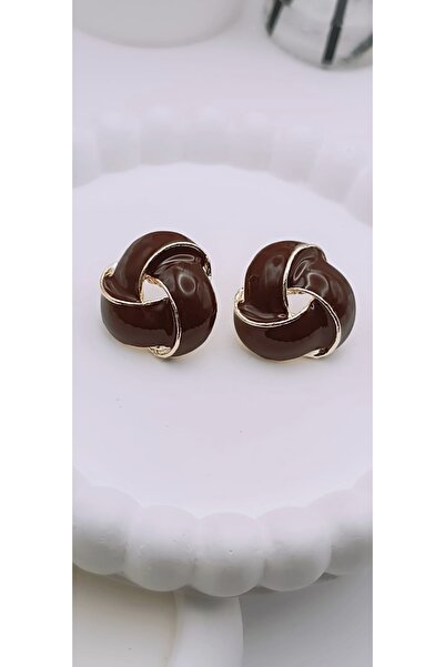 MODAMİRA AKSESUAR Kadın Sarmal Küpe - Renk KAHVERENGİ