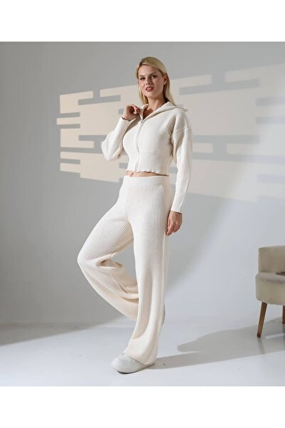 GİYSİ DÜNYASI 57 Triko Kumaş Hirka [Crop] Pantalon 2 Li̇ Takim