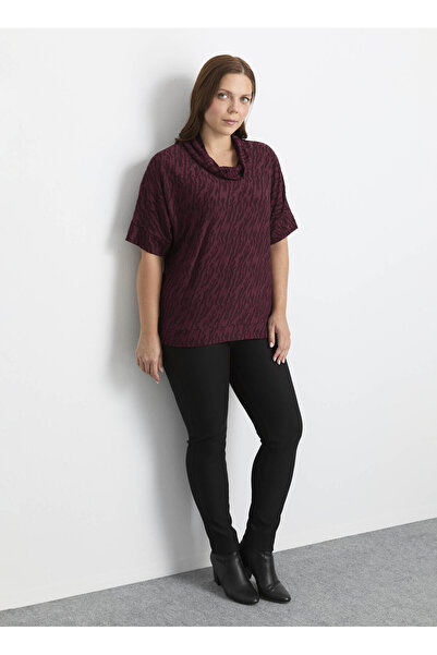 Selen Degaje Yaka Baskılı Bordo Kadın Bluz 25KSL8216