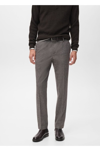 MANGO Man Mikro kazayağı desenli flanel pantolon