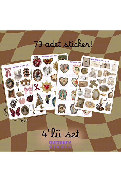 Nurmurs Vintage Estetik Kahvrengi Sticker Seti