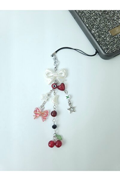 LE&DA Accessory Cherry Fairycore Kişiselleştirilebilir Doğal Taşlı Charmlı Çanta Aksesuarı