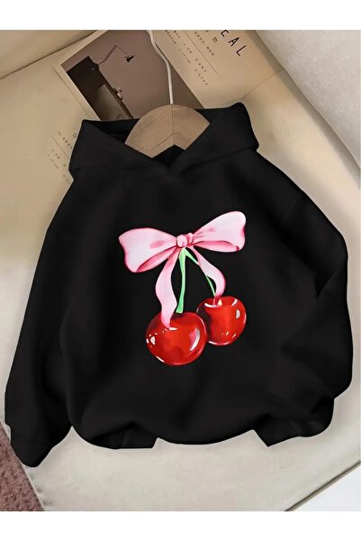 Touz Moda Young Cherry Printed 3-Thread Thick Sweet Hoodie