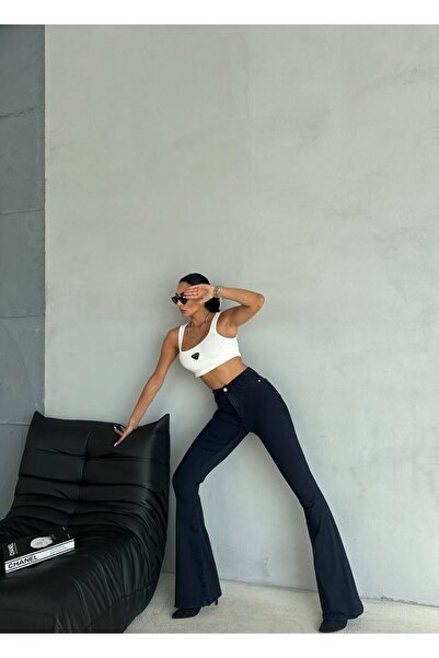 MAKRAS EXCLUSIVE A133823 Дънки с висока талия и разширени крачоли в испански ...