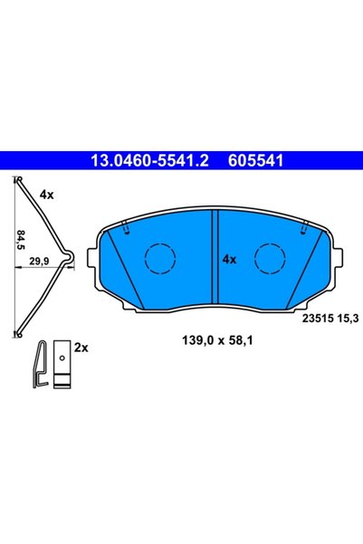 Ate Set Placute Frana,Frana Disc 13.0460-5541.2 Mitsubishi Eclipse Cross/L200...
