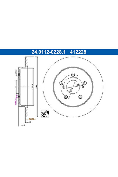 Ate Disc Frana Lexus Es/Nx/Ux Toyota C-Hr/Camry/Rav 4 5