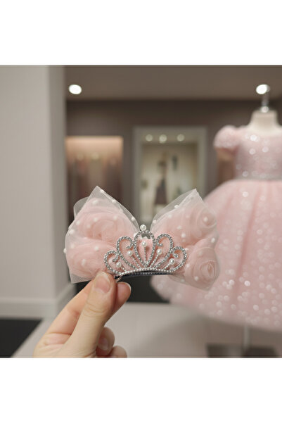 Sepia Shopping KIZ ÇOCUK ABİYE FİYONK PEMBE TAÇLI TOKA