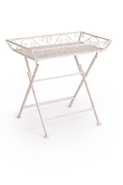 Bizzotto Masă pliabilă din fier forjat patinat alb 63x40x60 cm