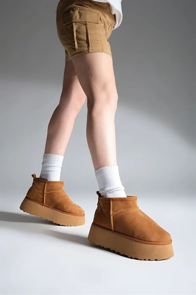 leopar by çetinay 244 Aurelia Luxe UG | Kadın Kalın Taban İçi Kürklü Yarım Süet Bot