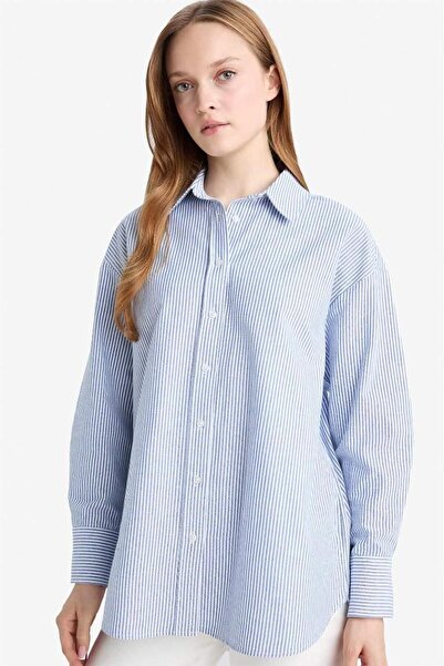 DeFacto Relax Fit Oxford Striped Long Sleeve Shirt Tunic (25 Au)