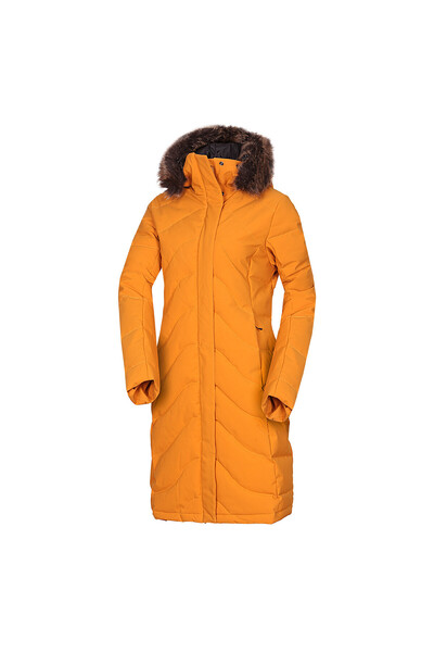 NORTHFINDER Geacă lungă izolată pentru femei cu blană ROBIN scorțișoară