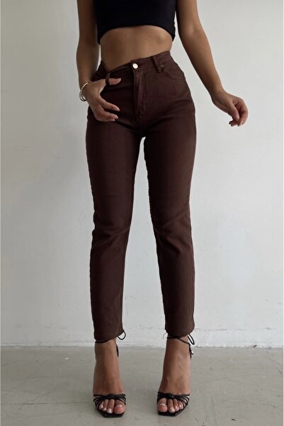 MAKRAS EXCLUSIVE A111320 Momfit Jeans Ψηλόμεσο τζιν παντελόνι με στενό πόδι