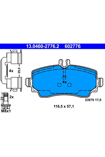 Ate Комплект спирачни накладки за дискови спирачки Mercedes-Benz A-класа