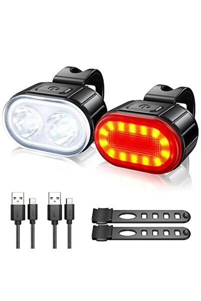 Bogadini Set lumina bicicleta fata si spate cu LED pentru siguranta si vizibi...