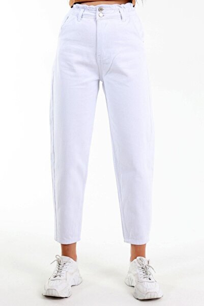 ByCukurovaFrango BY-1678 Γυναικείο τζιν Snow White με ελαστική μέση και κορδό...
