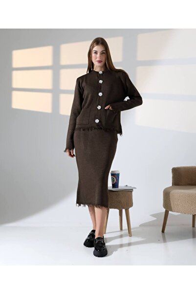 GİYSİ DÜNYASI 57 Knitwear Fabric Shirt Skirt 2-Piece Set