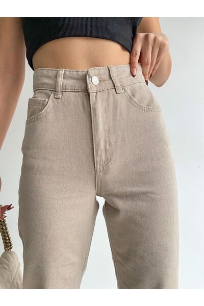 MAKRAS EXCLUSIVE A193887 Palazzo Jean Ψηλόμεσο τζιν παντελόνι Boyfriend με φαρδιά φτέρνα