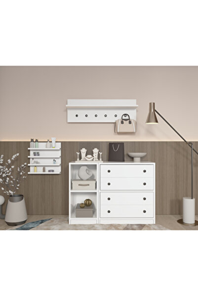 nettrends.net the new trend of shopping Takı & Aksesuar Dolabı Seti 4 Çekmeceli Modül 90 cm Askılıklı Çok Katlı Duvar Rafı-PNR-TADLP-1002