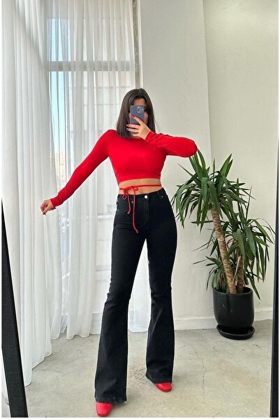 JAXEN NS-55413 Γυναικείο τζιν παντελόνι ψηλόμεσο καμπάνα