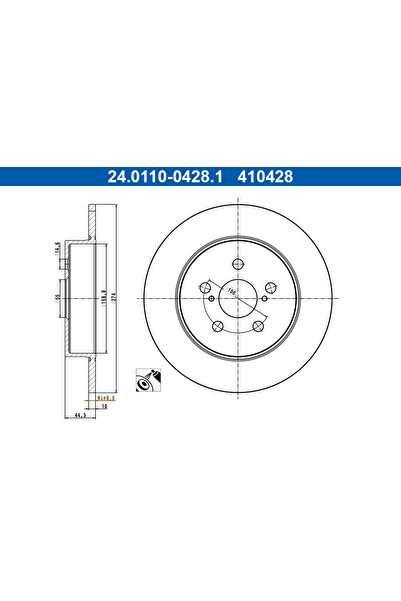 Ate Спирачен диск Toyota Yaris