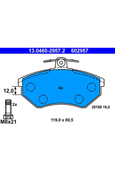 Ate Set Placute Frana Frana Disc Seat Ibiza 2 Vw Corrado/Golf 2/Jetta 2