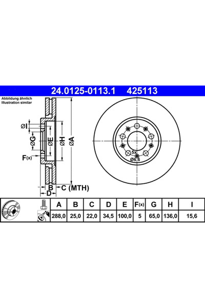 Ate Disc Frana Audi A1/A3 Seat Ibiza 4/Toledo 2